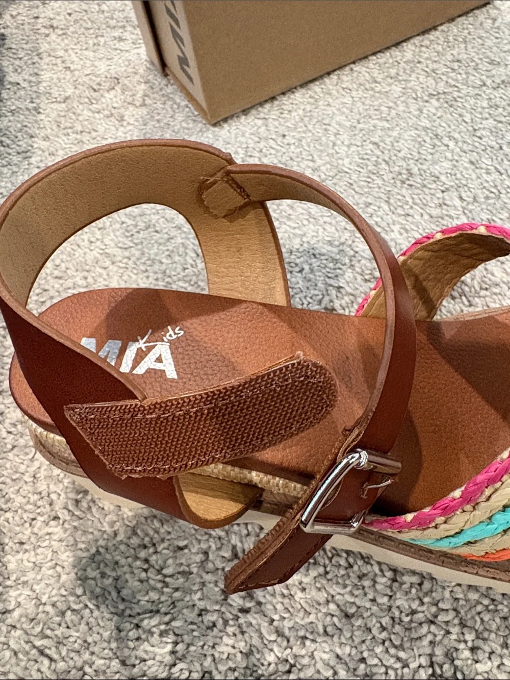 MIA kids Zhella Sandal with Multicolor Braided Straps 2M new